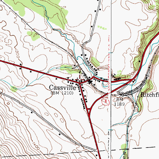 Topographic Map of Cassville Baptist Church, NY