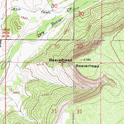 Topographic Map of Beaverhead, AZ