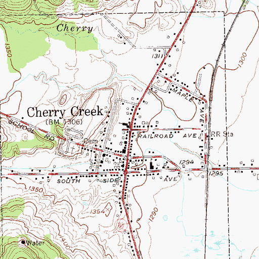 Topographic Map of Cherry Creek Assembly of God, NY