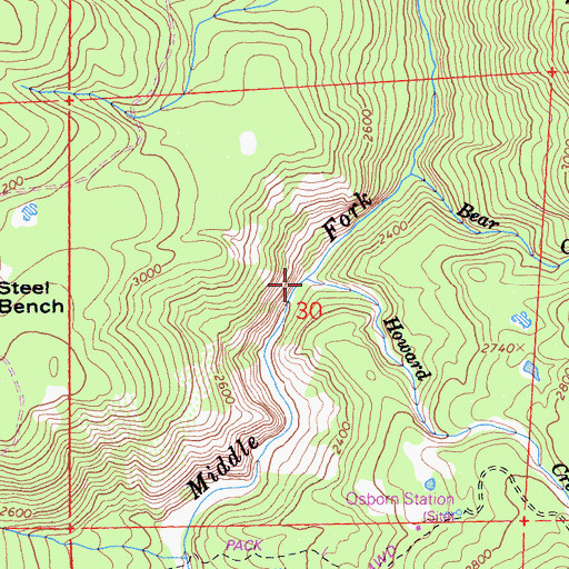 Topographic Map of Howard Creek, CA