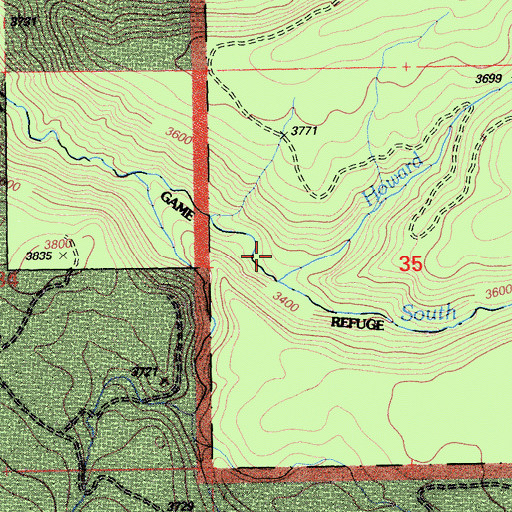 Topographic Map of Howard Creek, CA