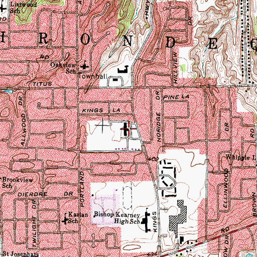Topographic Map of Christ the King Church, NY