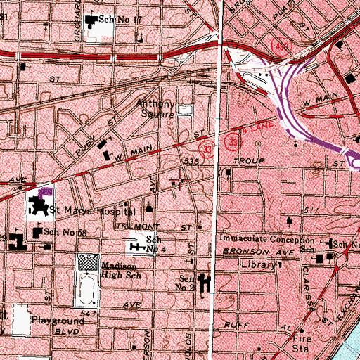 Topographic Map of Church of God in Christ, NY