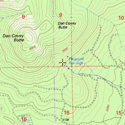 Topographic Map of Howard Springs, CA