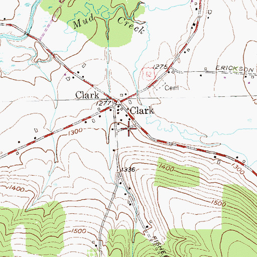 Topographic Map of Clarks Corners Community Church, NY