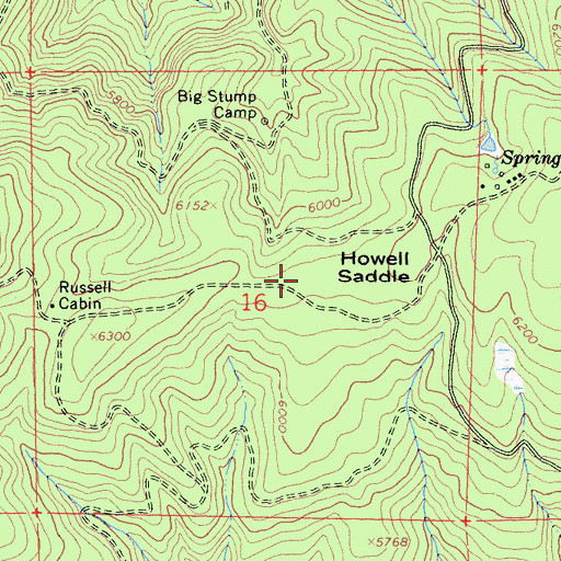 Topographic Map of Howell Gap, CA