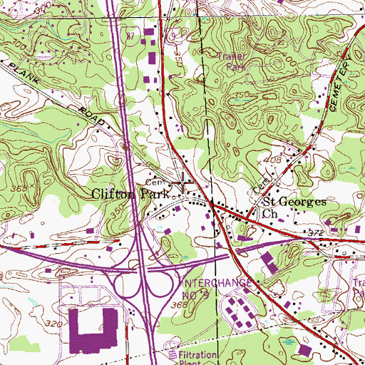 Topographic Map of Clifton Park United Methodist Church, NY
