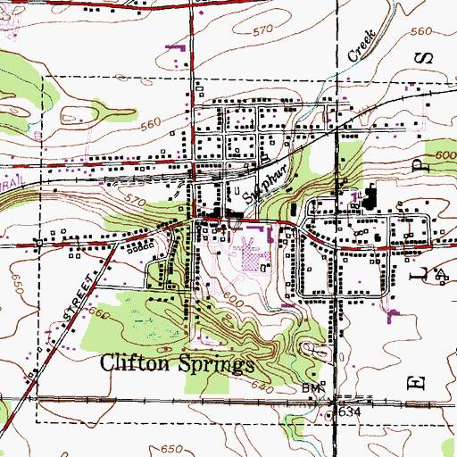 Topographic Map of Clifton Springs United Methodist Church, NY