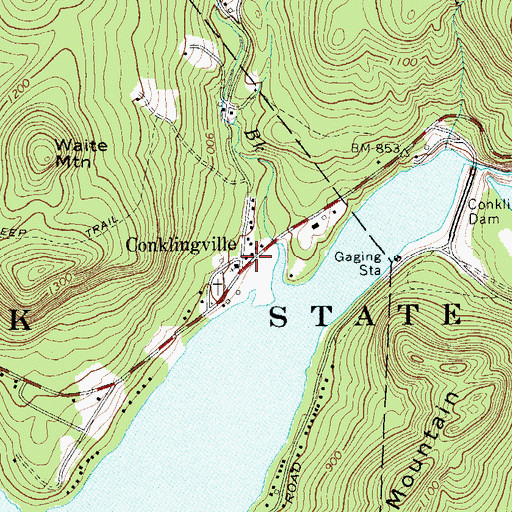 Topographic Map of Community Church of Conklingville, NY