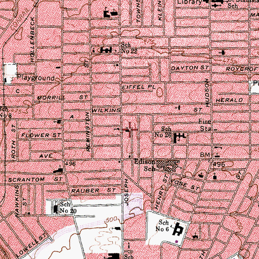 Topographic Map of Congregation B'Nai Israel, NY