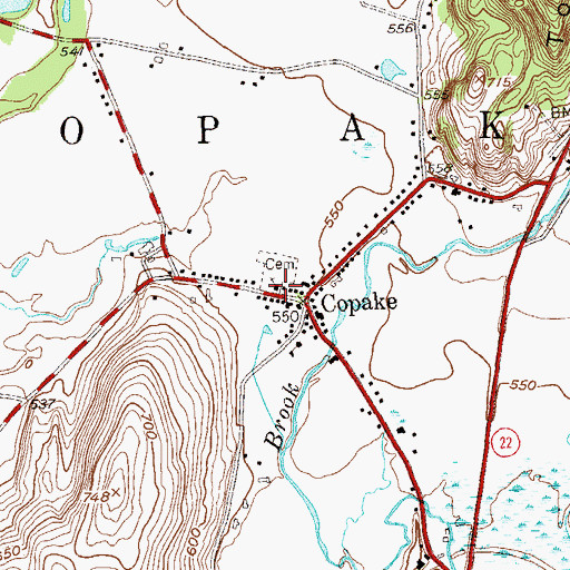 Topographic Map of Copake United Methodist Church, NY