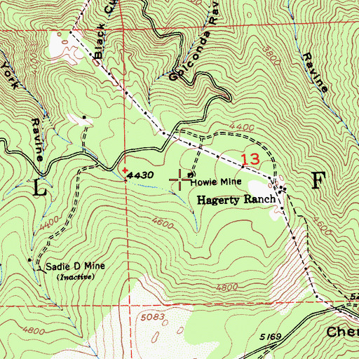 Topographic Map of Howie Mine, CA