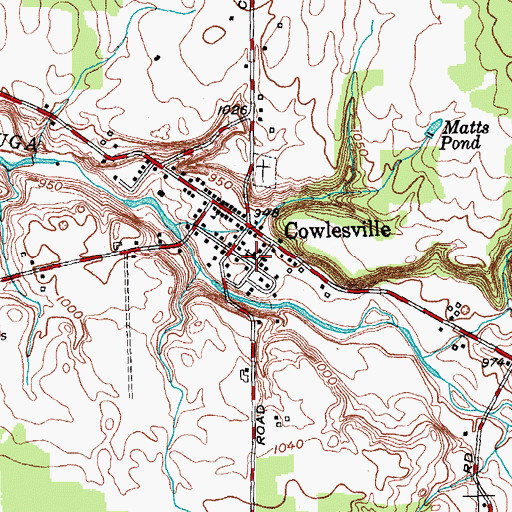 Topographic Map of Cowlesville Baptist Church, NY