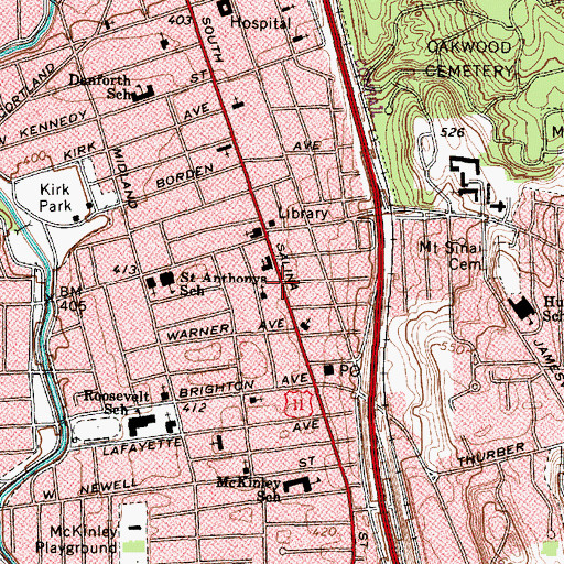 Topographic Map of Crossroads Church of God, NY