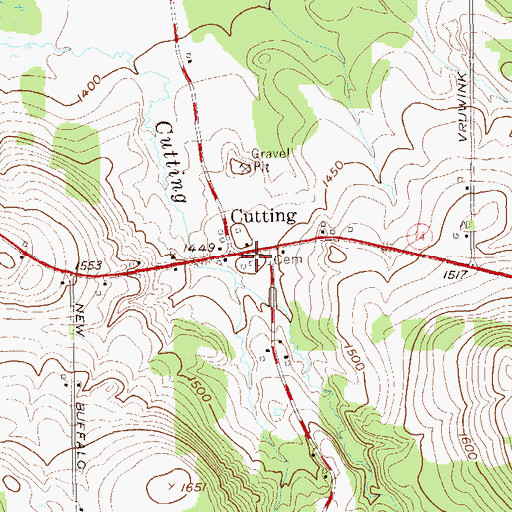 Topographic Map of Cutting Community Church, NY