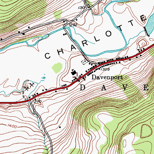 Topographic Map of Davenport Presbyterian Church, NY