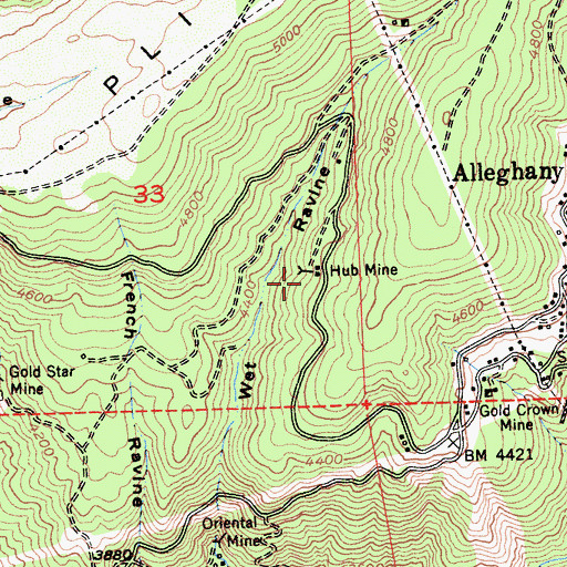 Topographic Map of Hub Mine, CA