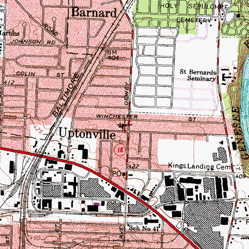 Topographic Map of Dewey Avenue Presbyterian Church, NY