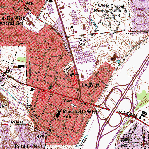 Topographic Map of DeWitt Community Church, NY