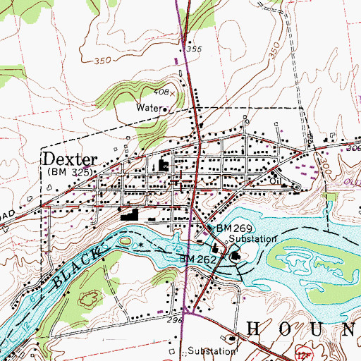 Topographic Map of Dexter Presbyterian Church, NY