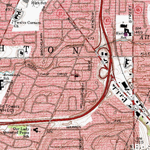 Topographic Map of Edgewood Free Methodist Church, NY