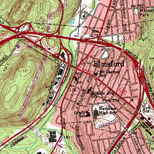 Topographic Map of Elmsford Reformed Church, NY