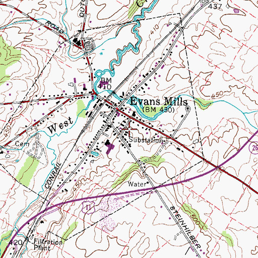 Topographic Map of Evans Mills United Methodist Church, NY