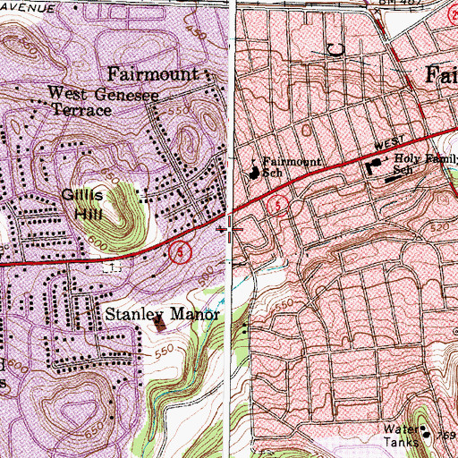 Topographic Map of Fairmount Community Church, NY