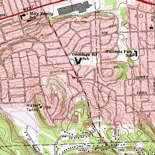 Topographic Map of Fairmount Free Methodist Church, NY
