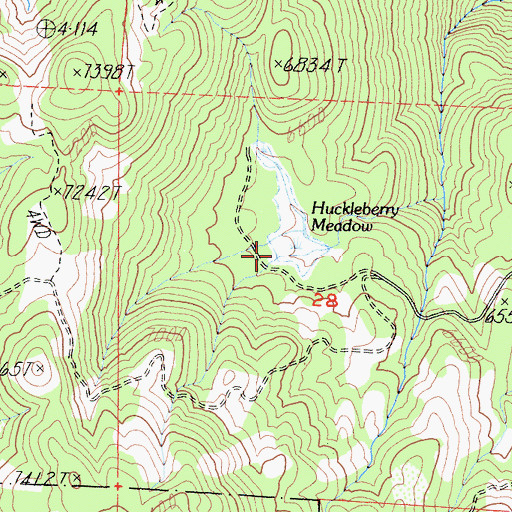 Topographic Map of Huckleberry Meadow, CA