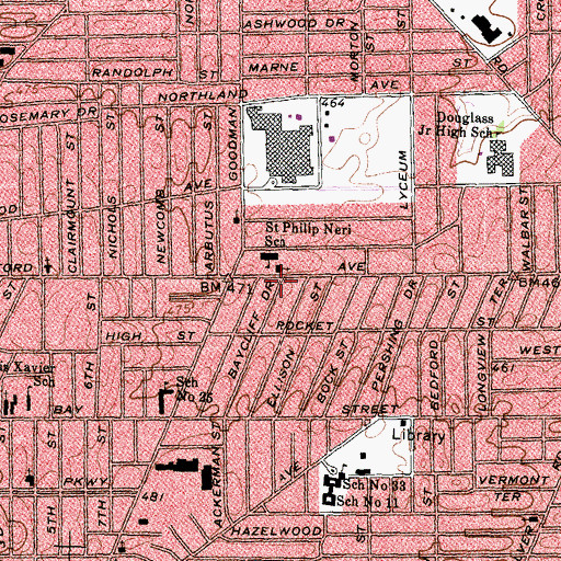 Topographic Map of Faith Christian Center, NY