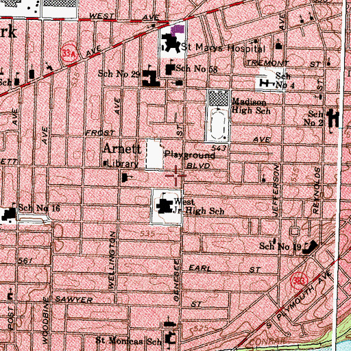 Topographic Map of Faith Temple Apostolic Church, NY