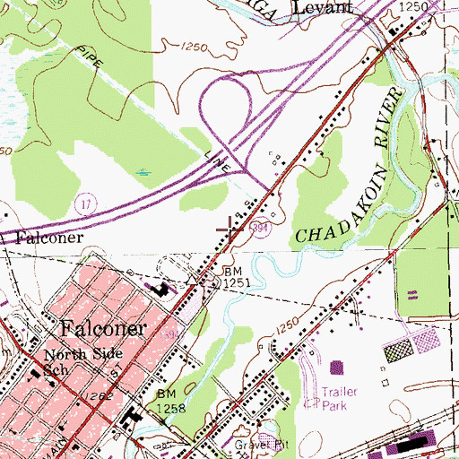 Topographic Map of Falconer Immanuel Methodist Church, NY