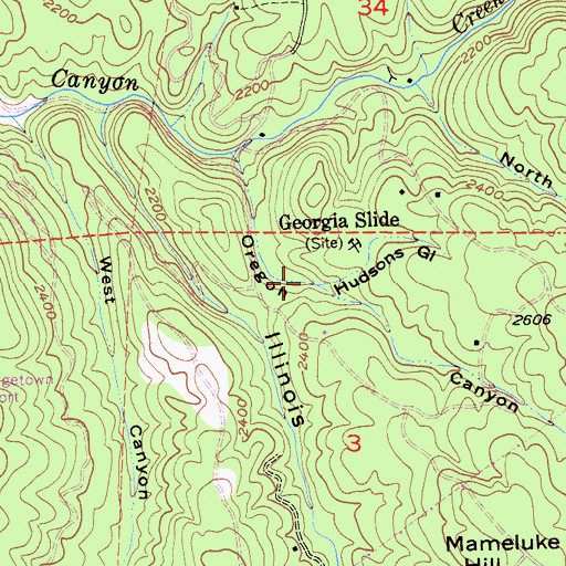 Topographic Map of Hudsons Gulch, CA