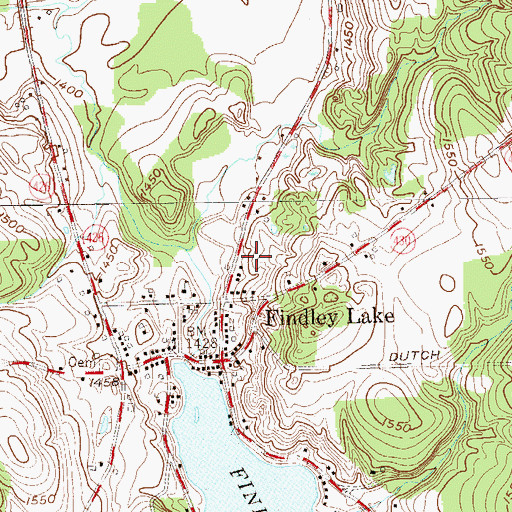 Topographic Map of Findley Lake United Methodist Church, NY