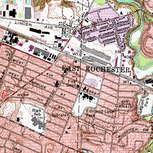 Topographic Map of First Baptist Church, NY