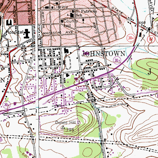Topographic Map of First Baptist Church, NY