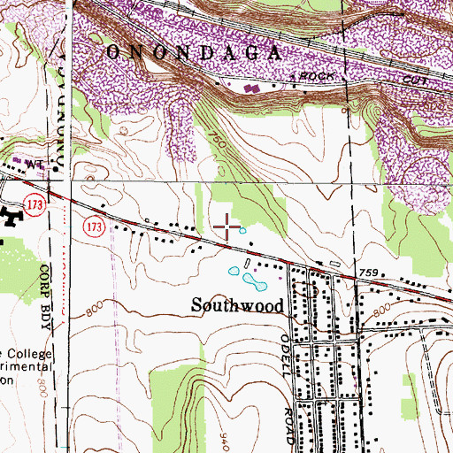 Topographic Map of First Baptist Church, NY