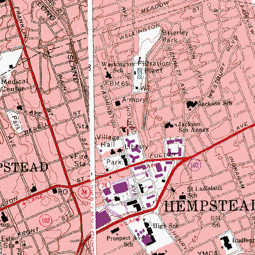 Topographic Map of First Baptist Church of Hempstead, NY