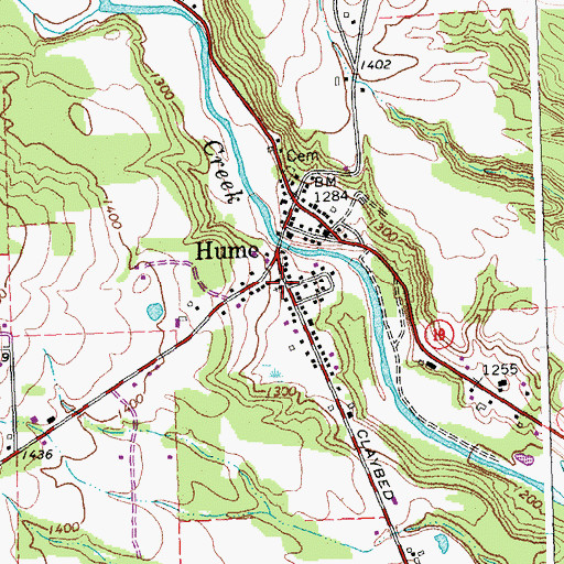 Topographic Map of First Baptist Church of Hume, NY