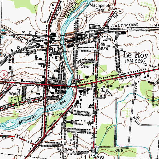 Topographic Map of First Baptist Church of LeRoy, NY