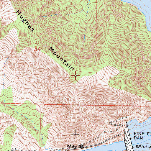 Topographic Map of Hughes Mountain, CA