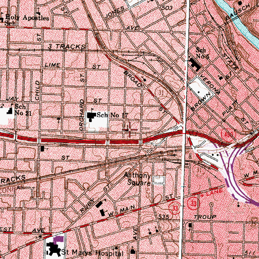 Topographic Map of First Pentecostal Church, NY