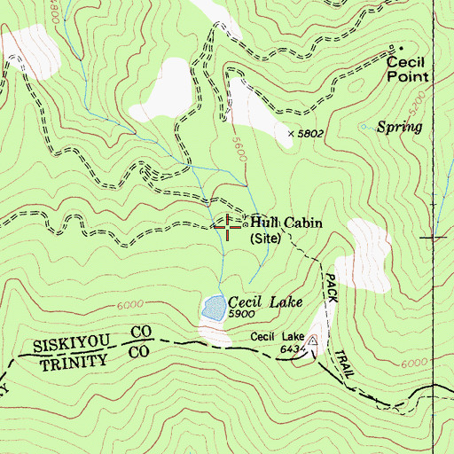 Topographic Map of Hull Cabin, CA