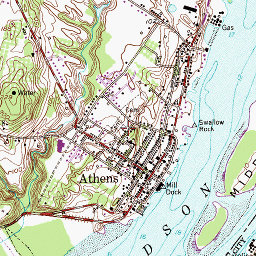 Topographic Map of First Reformed Church of Athens, NY