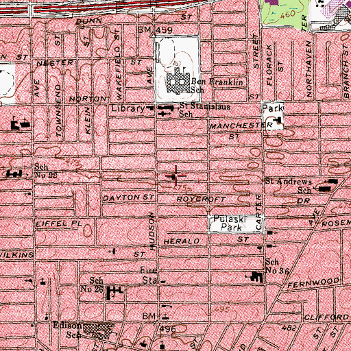 Topographic Map of First Spanish Christian Church, NY