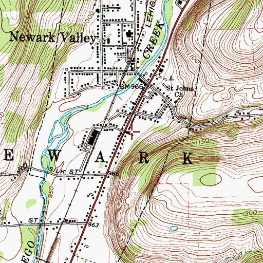 Topographic Map of First United Methodist Church of Newark Valley, NY