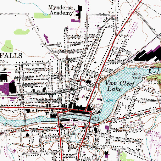 Topographic Map of First United Methodist Church of Seneca Falls, NY