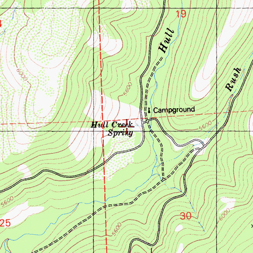 Topographic Map of Hull Creek Spring, CA