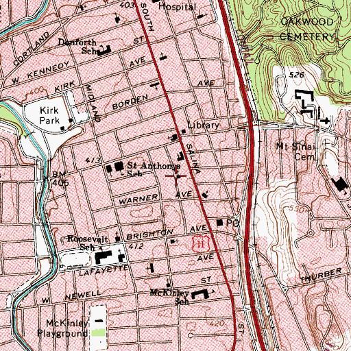Topographic Map of Four Square Gospel Church of God, NY